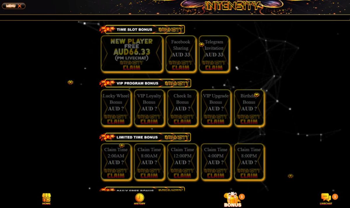 Intensity Casino Bonuses | Welcome Offer & Daily Rebate AU image 1
